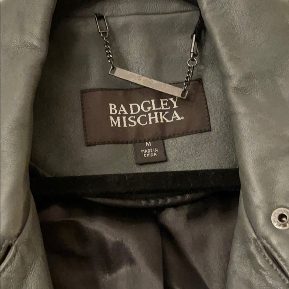 Badgley Mischka Black and Gray Leather Jacket - Picture 4 of 8